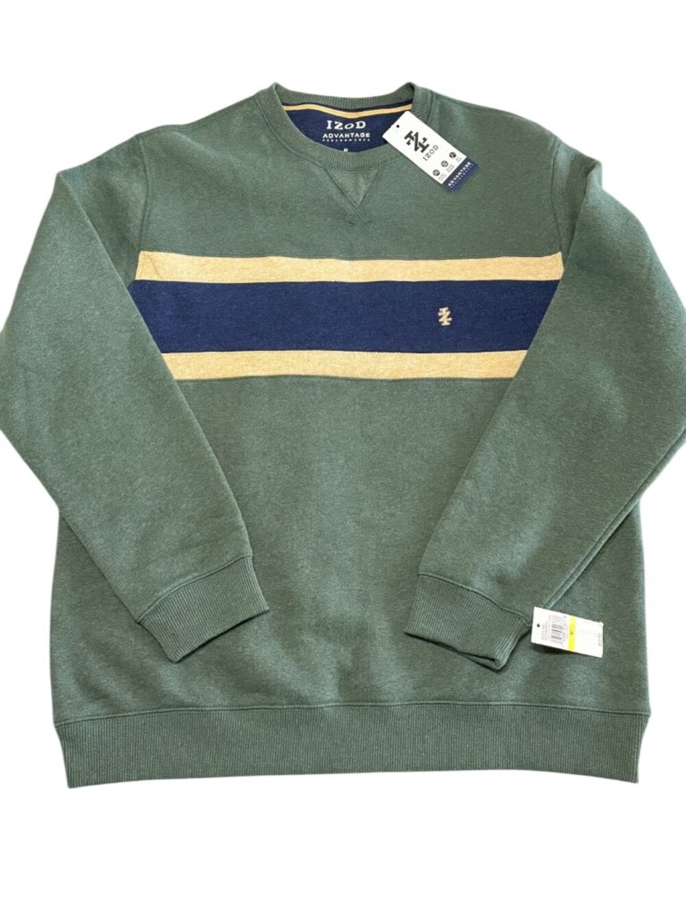 Izod Crewneck Sweatshirt Preppy Dress Varsity Very Soft Striped Mens Medium